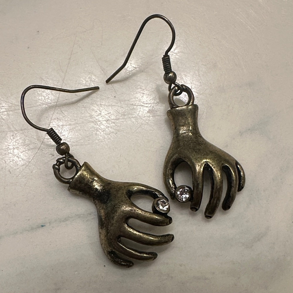 Made you look 😉 Gold Hand-Shaped Earrings